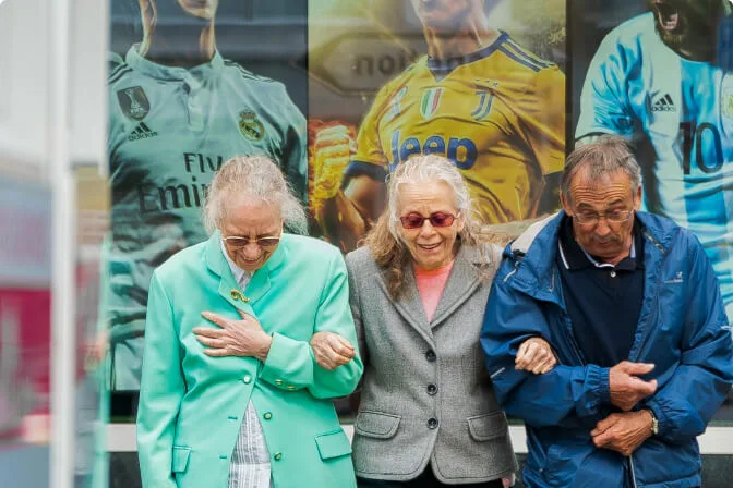 Senior citizens waiting for the bus