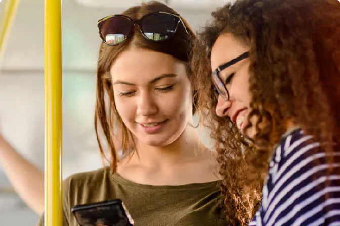 Students riding the bus and using the RTC App